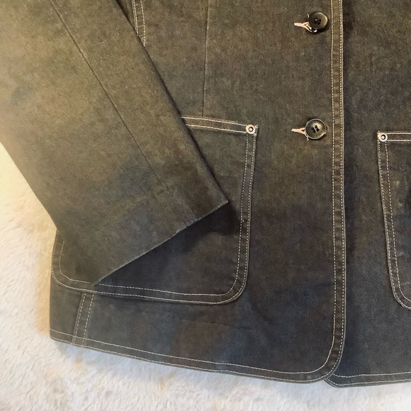 PRIVATE MEMBER WOMENS BLACK BUTTON DOWN JEAN JACKET/ Size Small - Picture 4 of 9